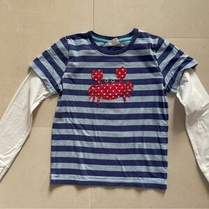 Mini Boden Blue and White Long Sleeve Striped Tee